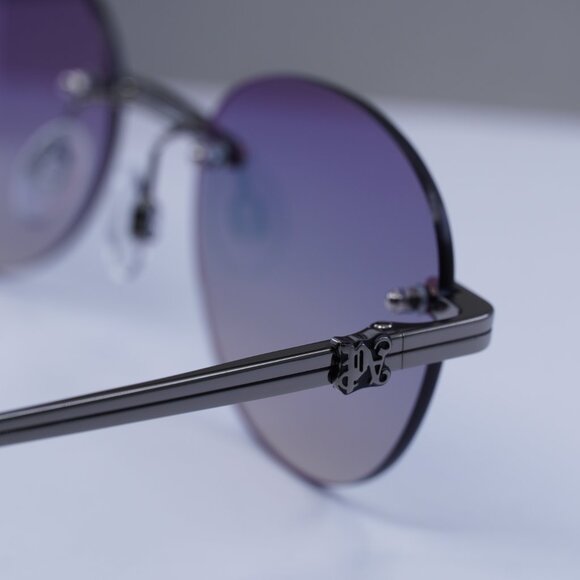 Palm Angels PERI10H CRYSTAL 1007 Oval Sunglasses - Gunmetal/Blue Gradient - Picture 9 of 10